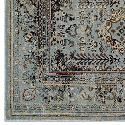 Enye Distressed Vintage Floral Lattice 8x10 Area Rug by Modway