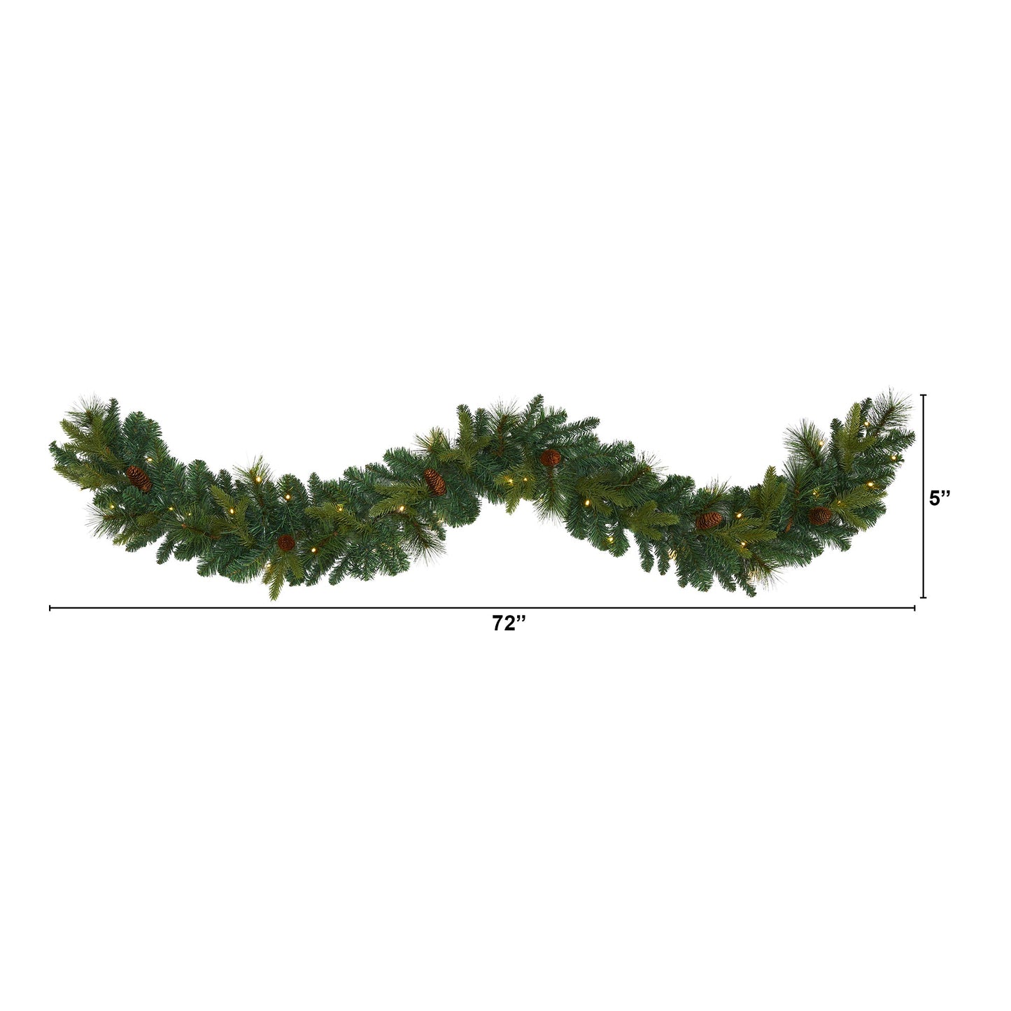 6' Mixed Pine and Pinecone Artificial Garland with 35 Clear LED Lights