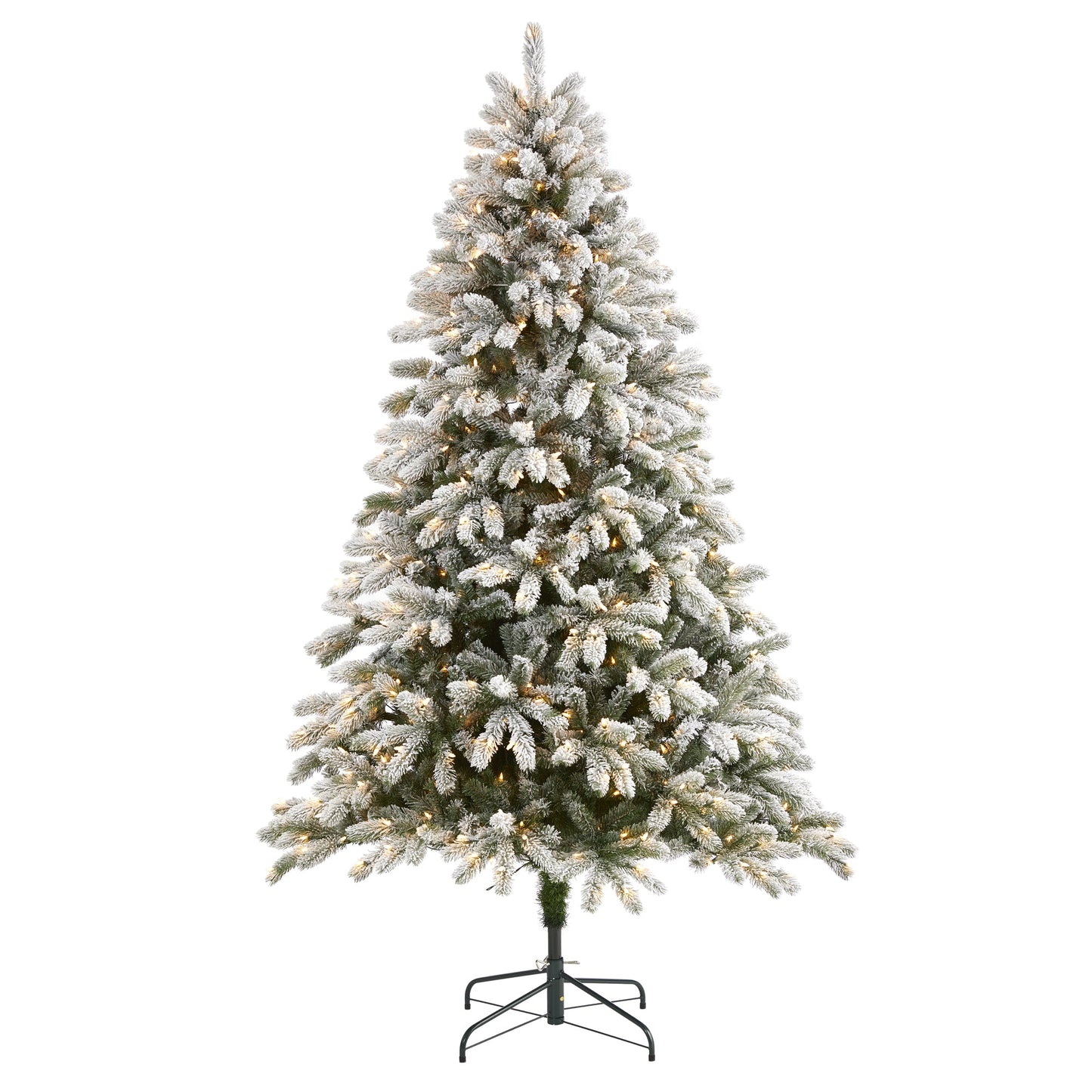 7.5' Flocked South Carolina Spruce Artificial Christmas Tree w 600 Clear Lights