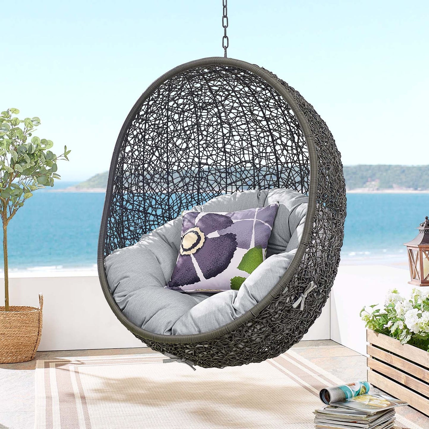 Hide Sunbrella¨ Fabric Swing Outdoor Patio Lounge Chair Without Stand by Modway