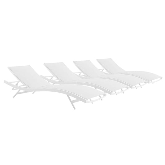 Glimpse Outdoor Patio Mesh Chaise Lounge Set of 4 by Modway