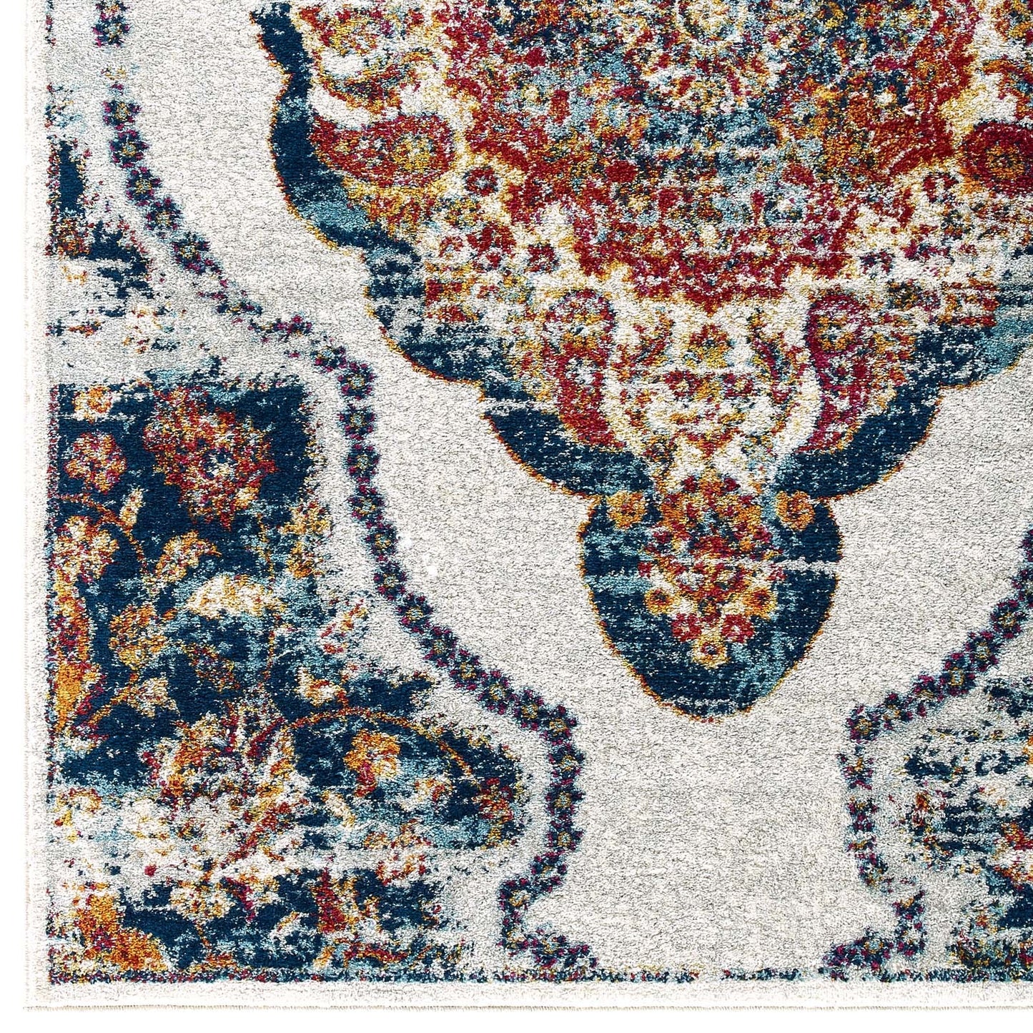 Entourage Malia Distressed Vintage Floral Vintage Medallion 5x8 Area Rug by Modway