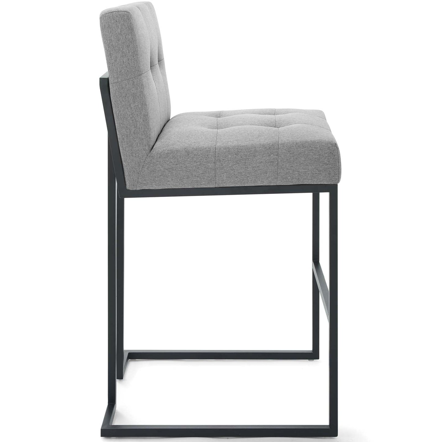 Privy Black Stainless Steel Upholstered Fabric Bar Stool by Modway