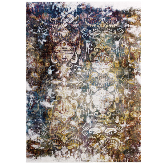Success Jayla Transitional Distressed Vintage Floral Moroccan Trellis 5x8 Area Rug by Modway