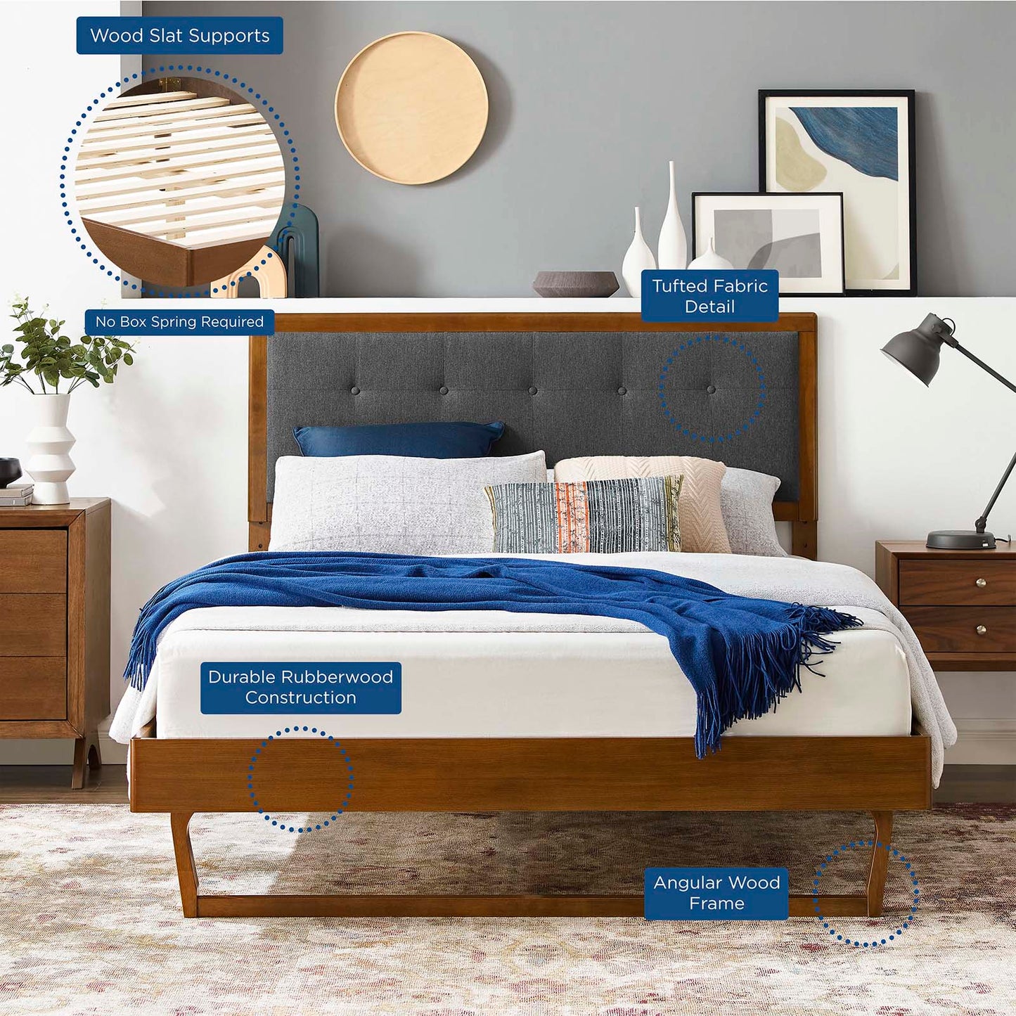 Willow Wood Full Platform Bed With Angular Frame by Modway
