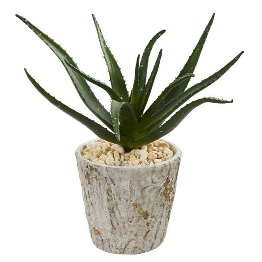 16"  Aloe Artificial Plant in Weathered Planter