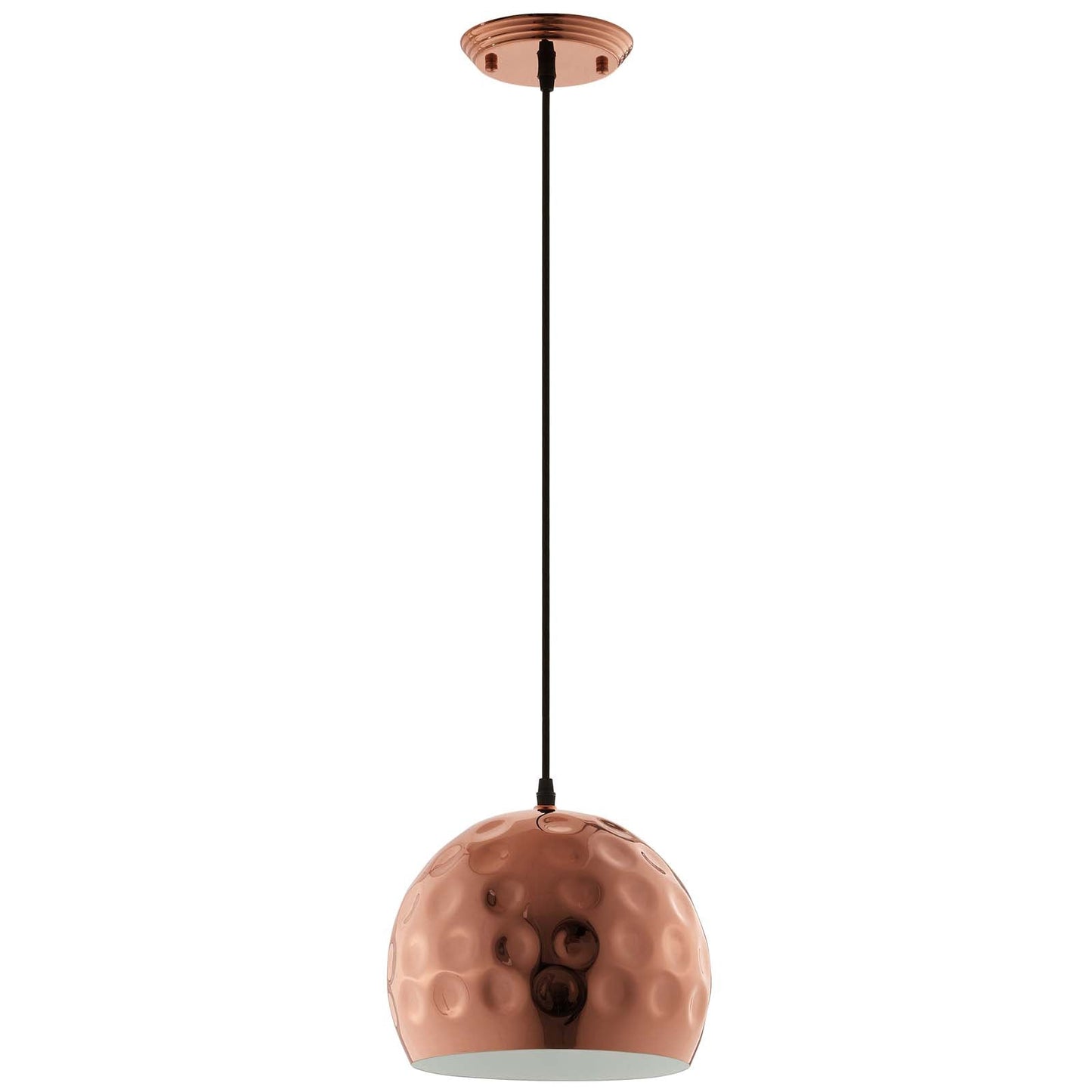 Dimple 10" Half-Sphere Rose Gold Pendant Light by Modway