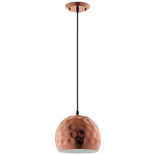 Dimple 10" Half-Sphere Rose Gold Pendant Light by Modway