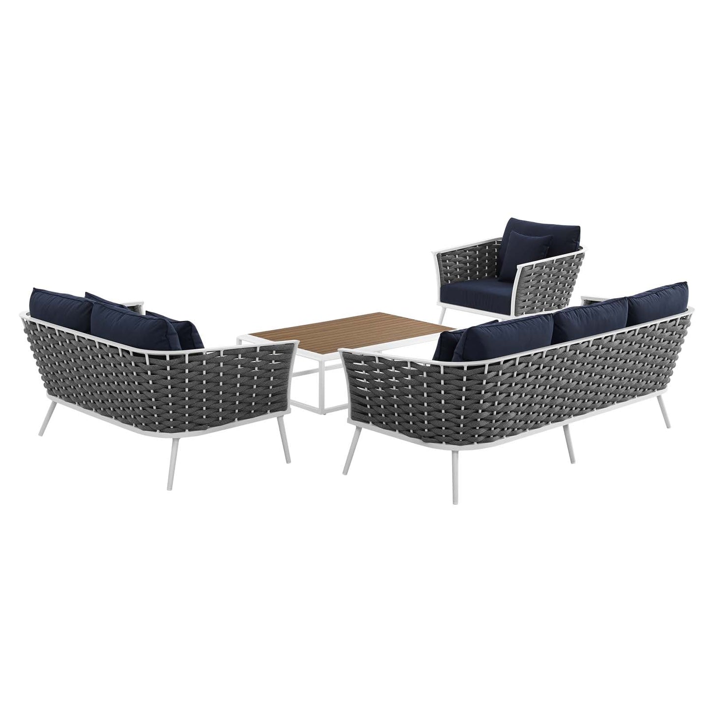 Stance 4 Piece Outdoor Patio Aluminum Sectional Sofa Set by Modway