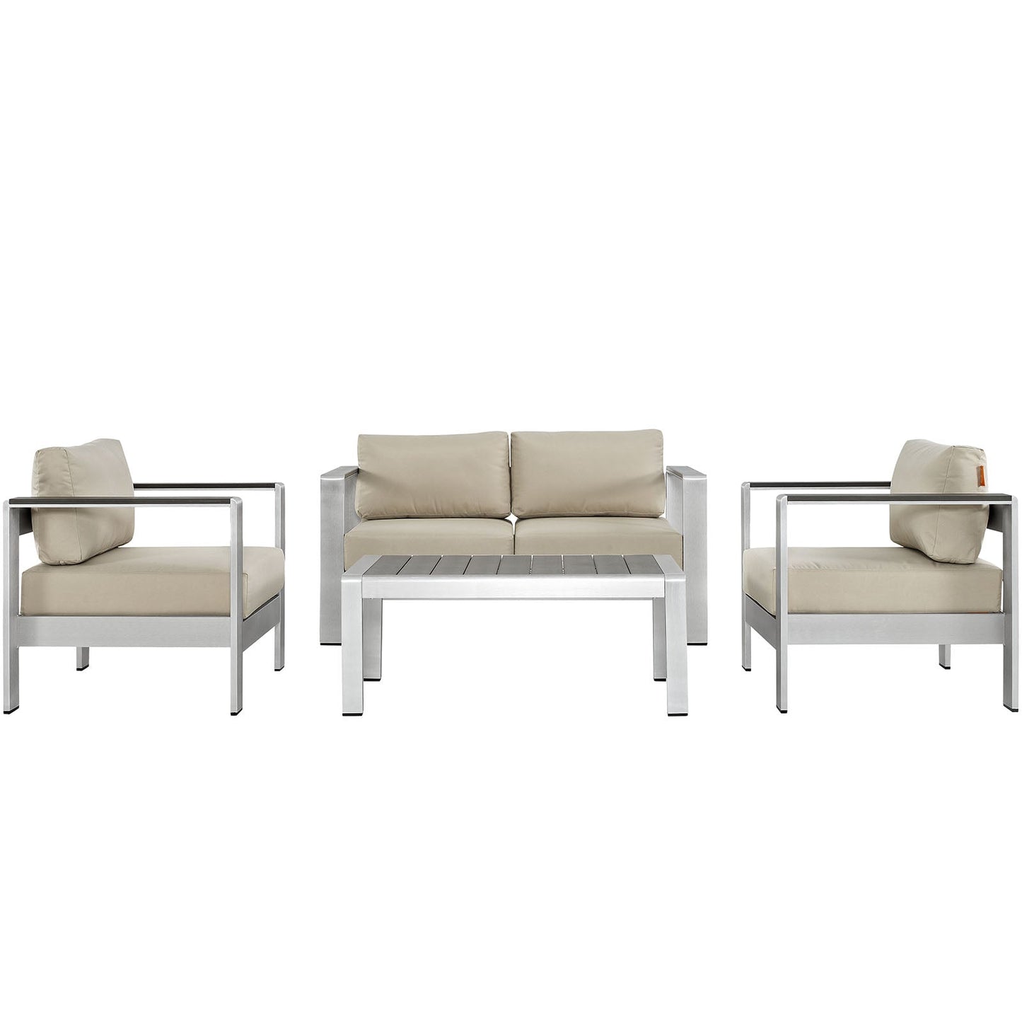 Shore 4 Piece Outdoor Patio Aluminum Sectional Sofa Set by Modway