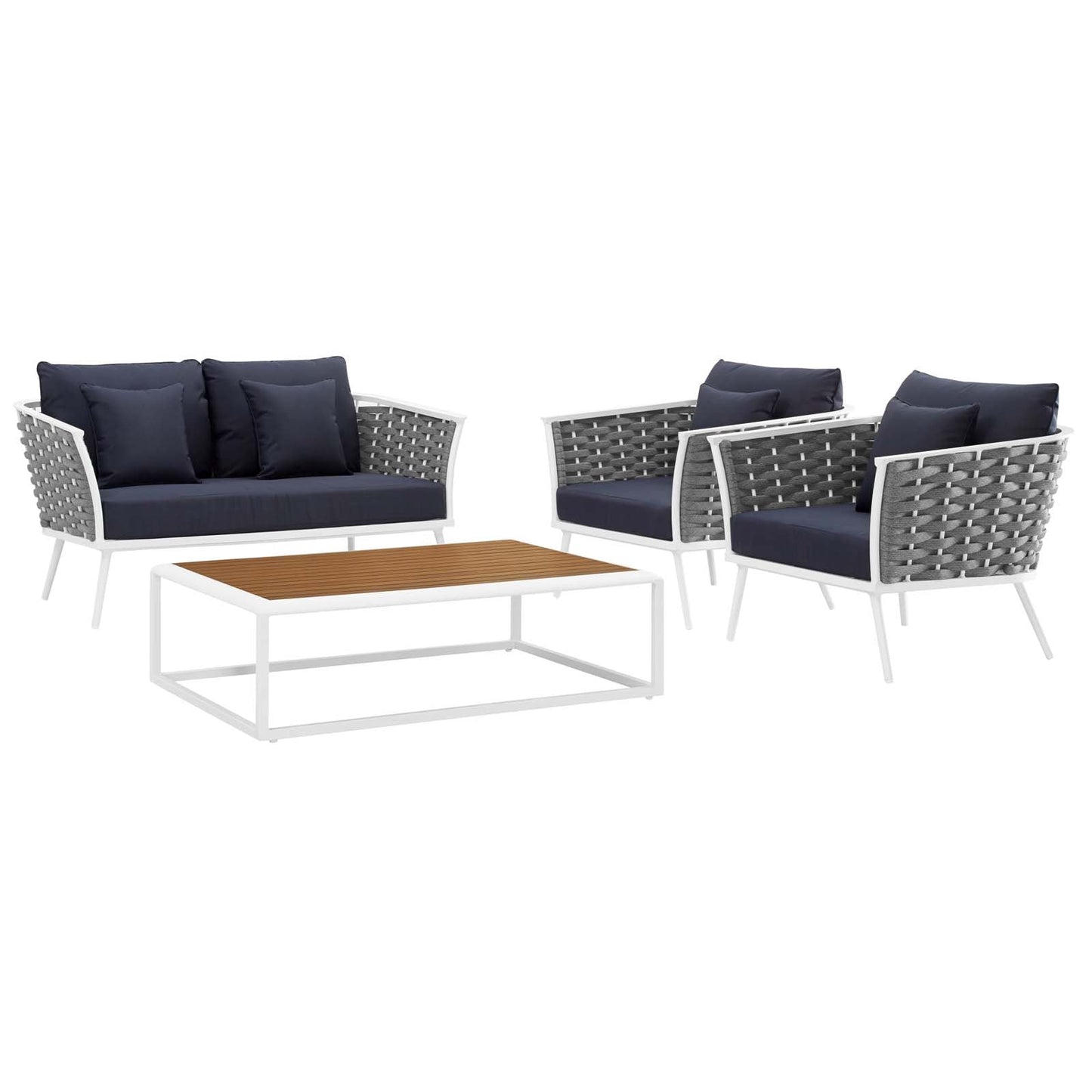 Stance 4 Piece Outdoor Patio Aluminum Sectional Sofa Set by Modway
