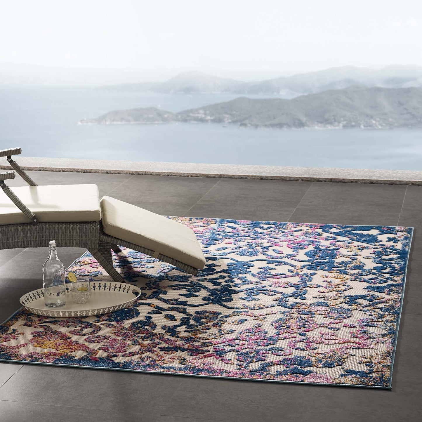 Reflect Primrose Ornate Floral Lattice 5x8 Indoor/Outdoor Area Rug by Modway