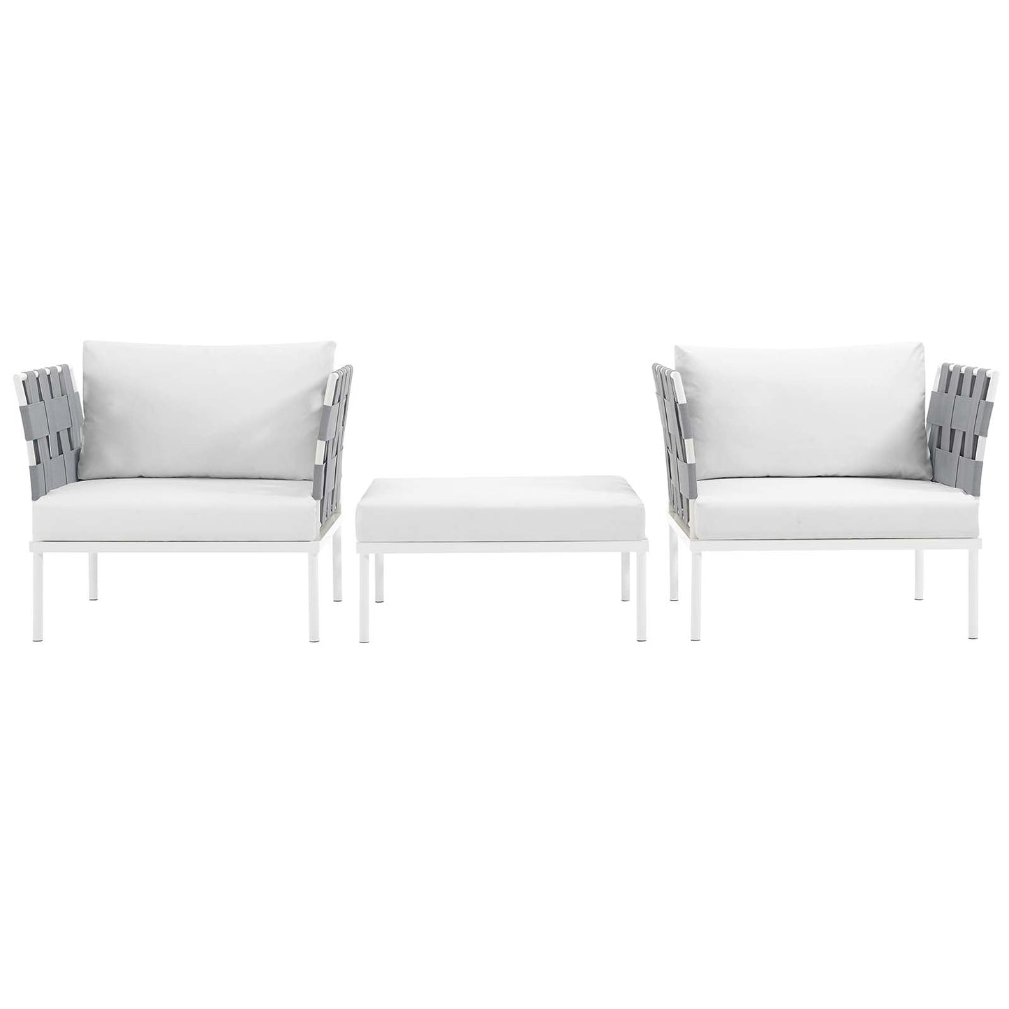 Harmony 3 Piece Outdoor Patio Aluminum Sectional Sofa Set by Modway