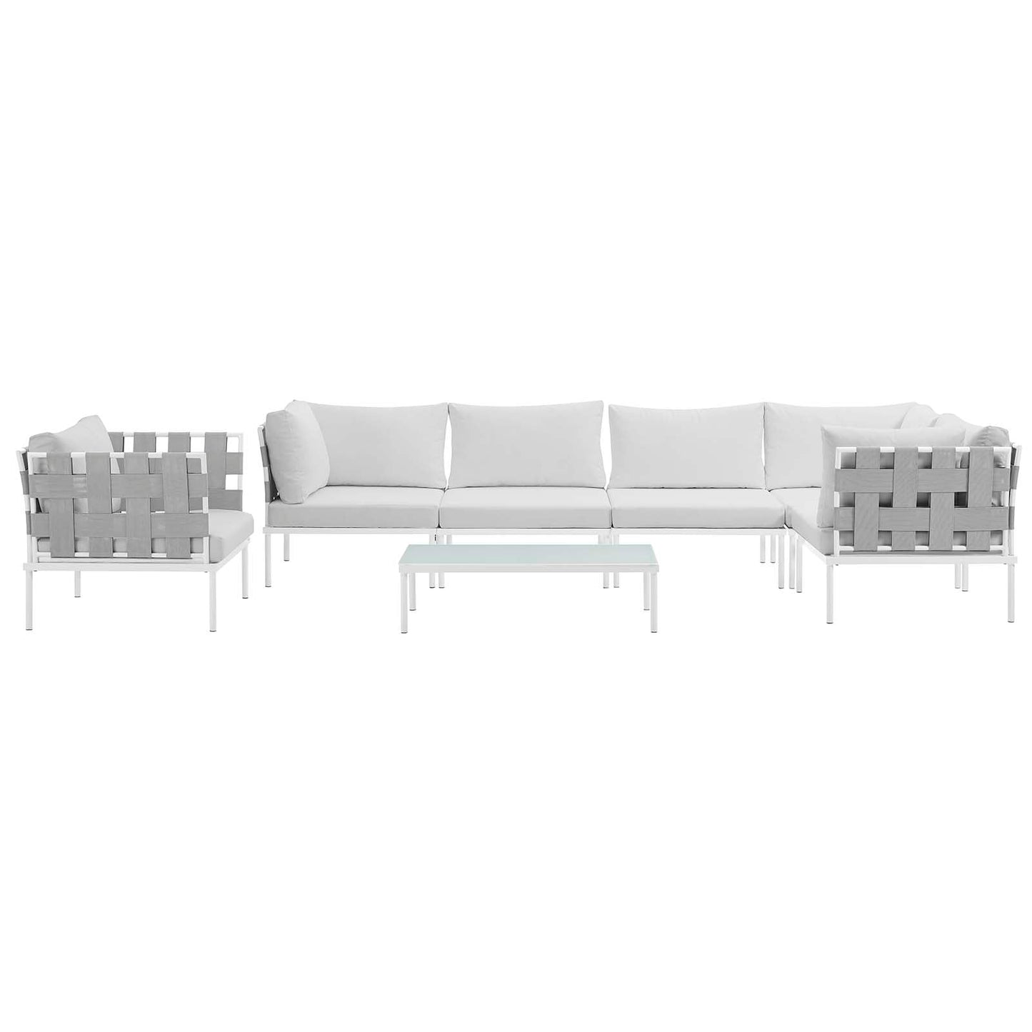 Harmony 7 Piece Outdoor Patio Aluminum Sectional Sofa Set by Modway
