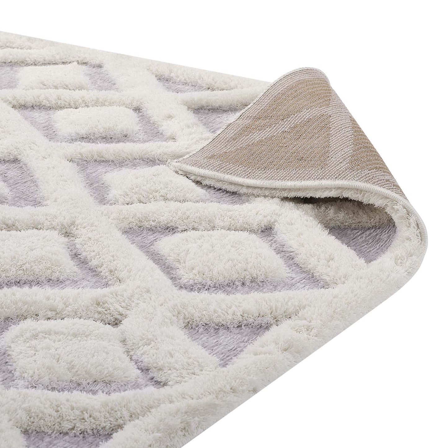 Whimsical Morsel Abstract Diamond Lattice Shag 5x8 Area Rug by Modway