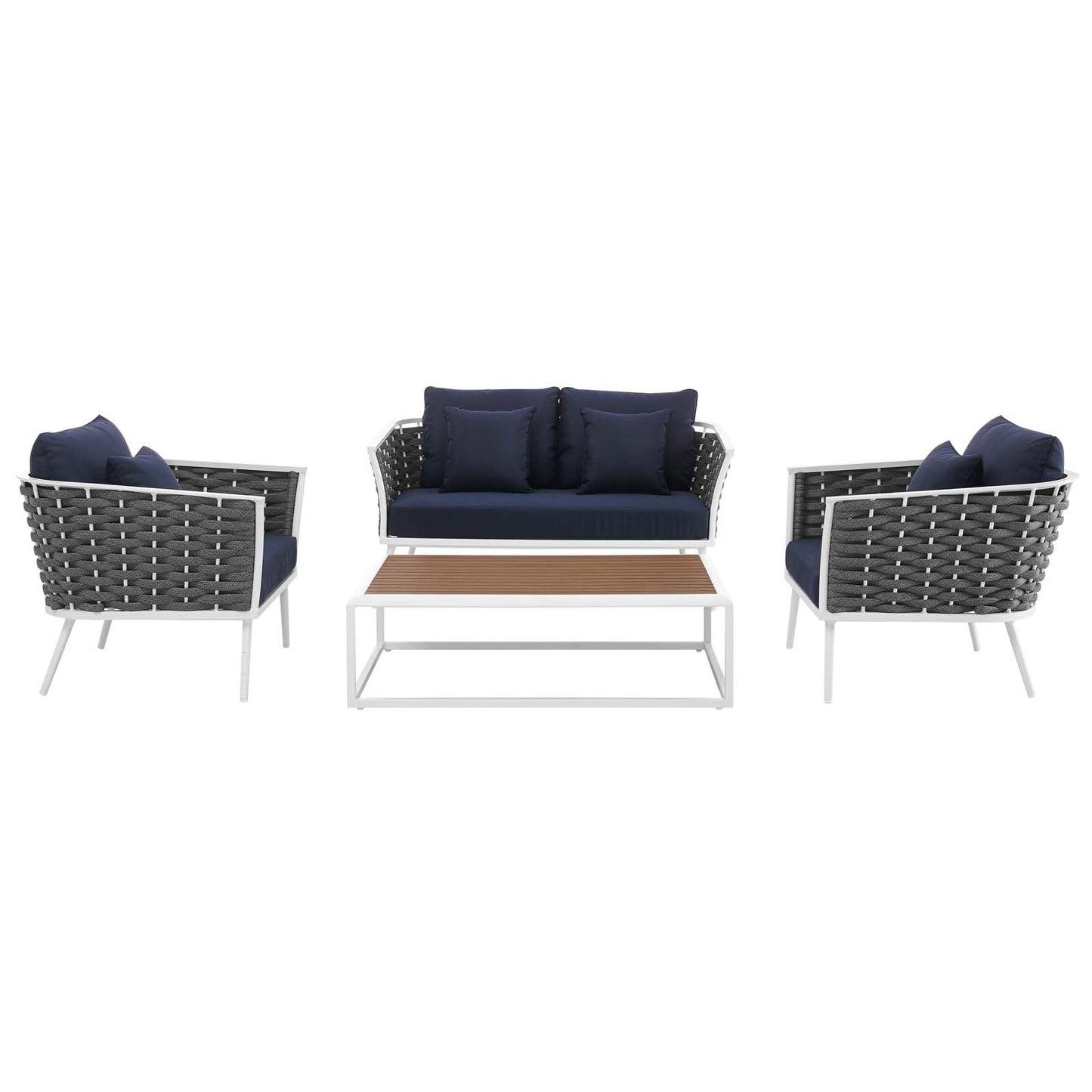 Stance 4 Piece Outdoor Patio Aluminum Sectional Sofa Set by Modway