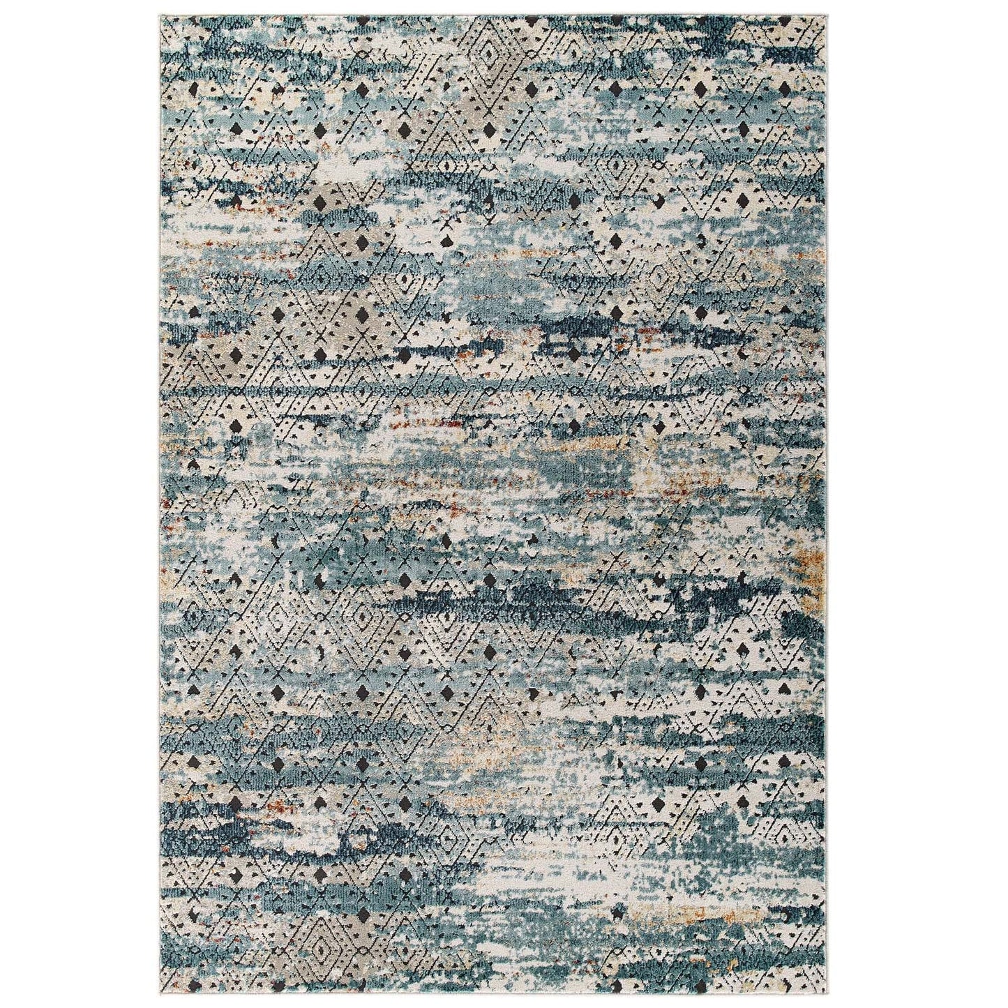 Tribute Eisley Rustic Distressed Transitional Diamond Lattice 5x8 Area Rug by Modway