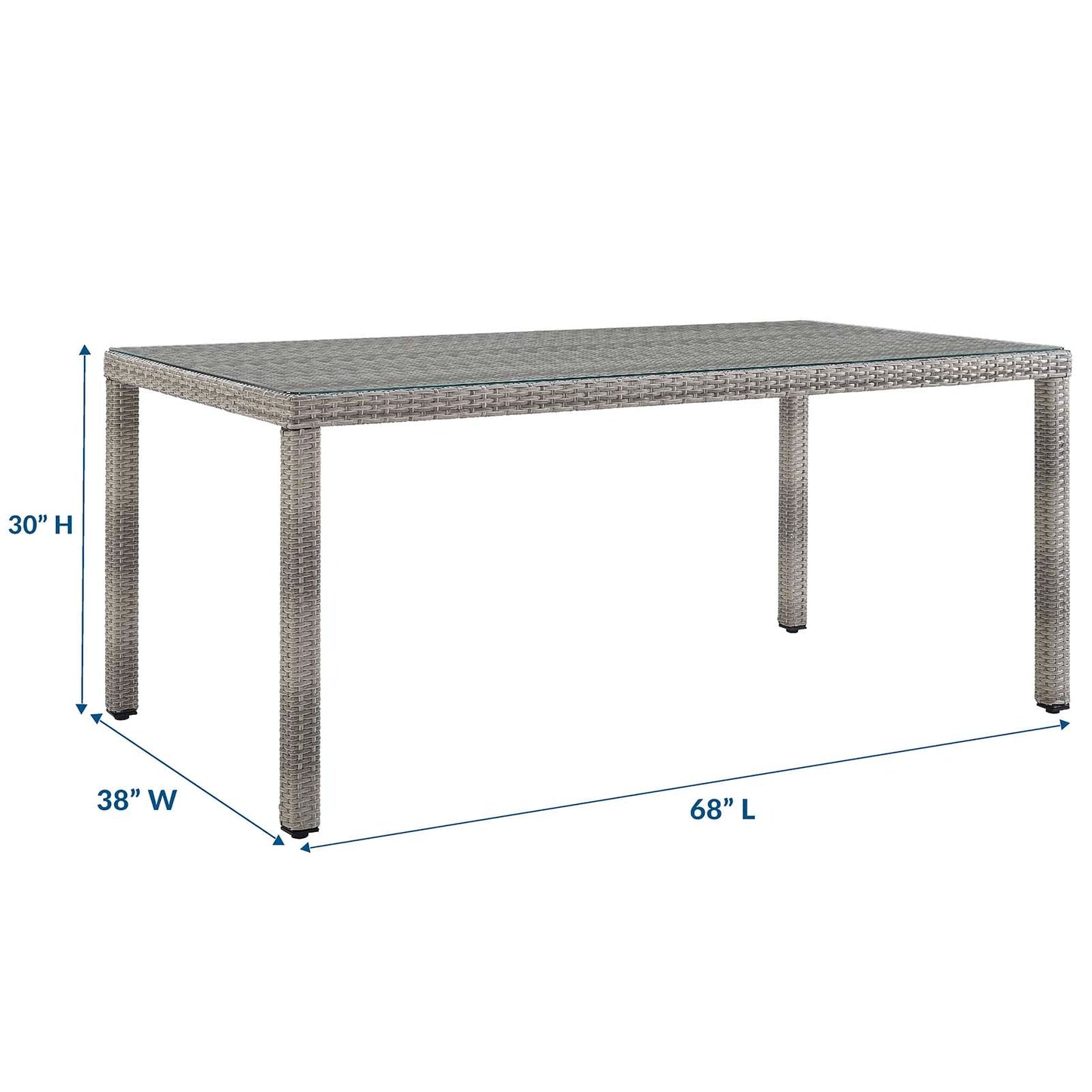 Aura 68" Outdoor Patio Wicker Rattan Dining Table by Modway