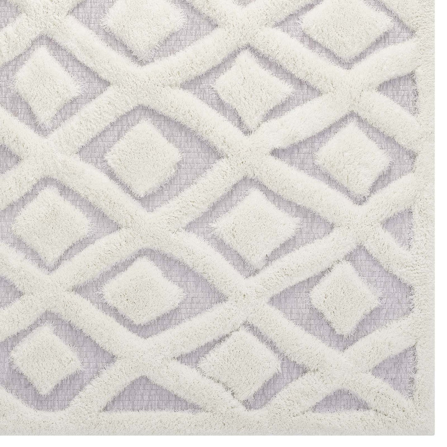 Whimsical Morsel Abstract Diamond Lattice Shag 5x8 Area Rug by Modway