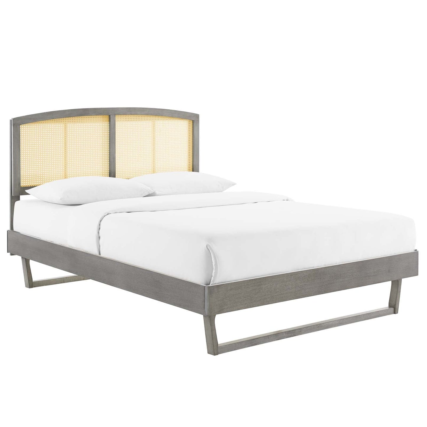 Sierra Cane and Wood Full Platform Bed With Angular Legs by Modway