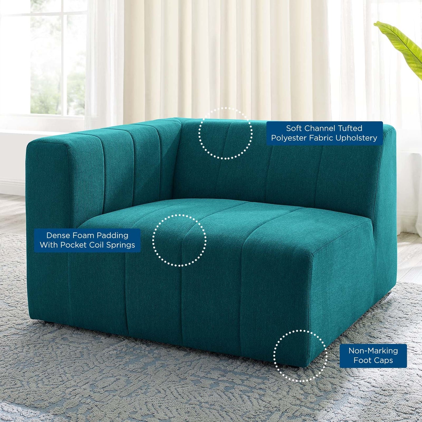 Bartlett Upholstered Fabric Left-Arm Chair by Modway