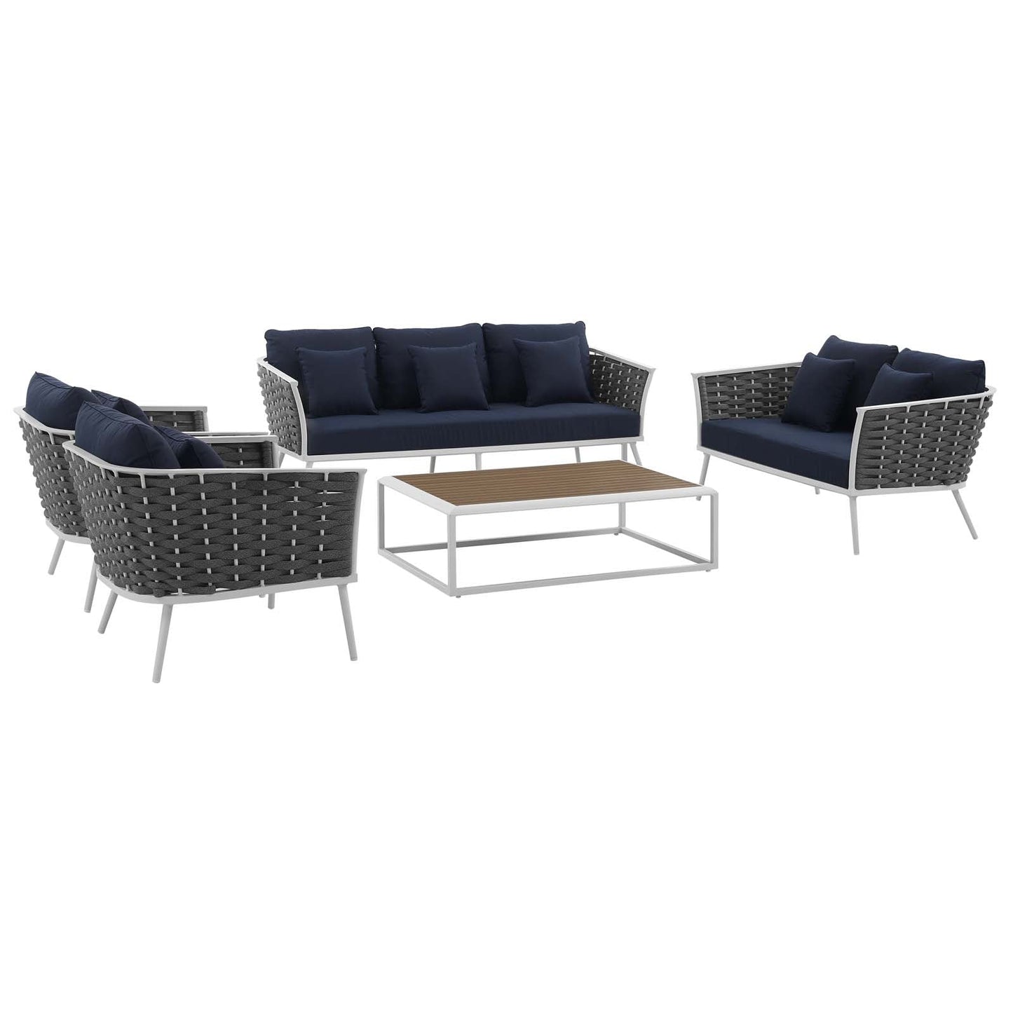 Stance 5 Piece Outdoor Patio Aluminum Sectional Sofa Set by Modway