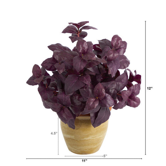 12" Basil Artificial Plant in Ceramic Planter