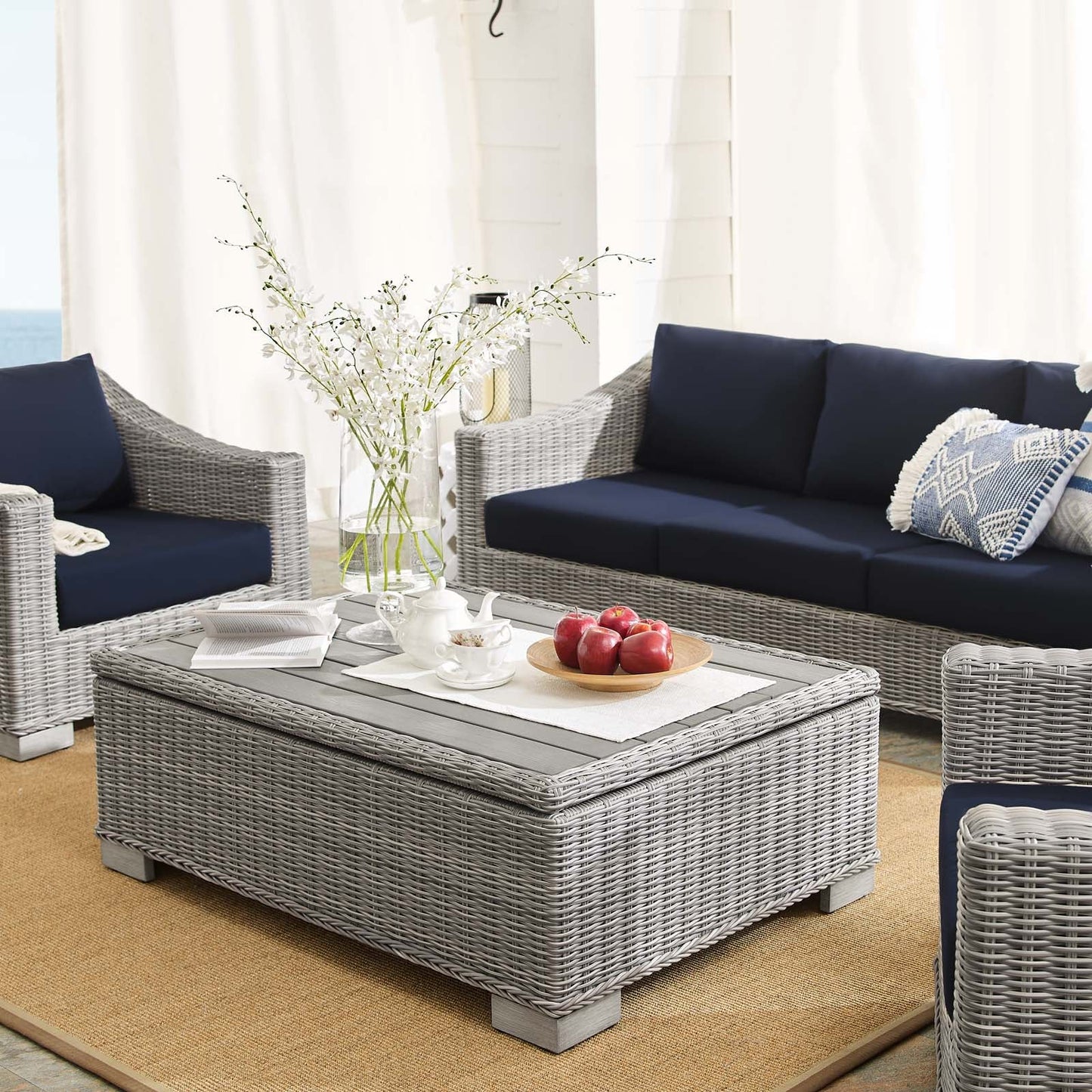 Conway 4-Piece Sunbrella¨ Outdoor Patio Wicker Rattan Furniture Set by Modway