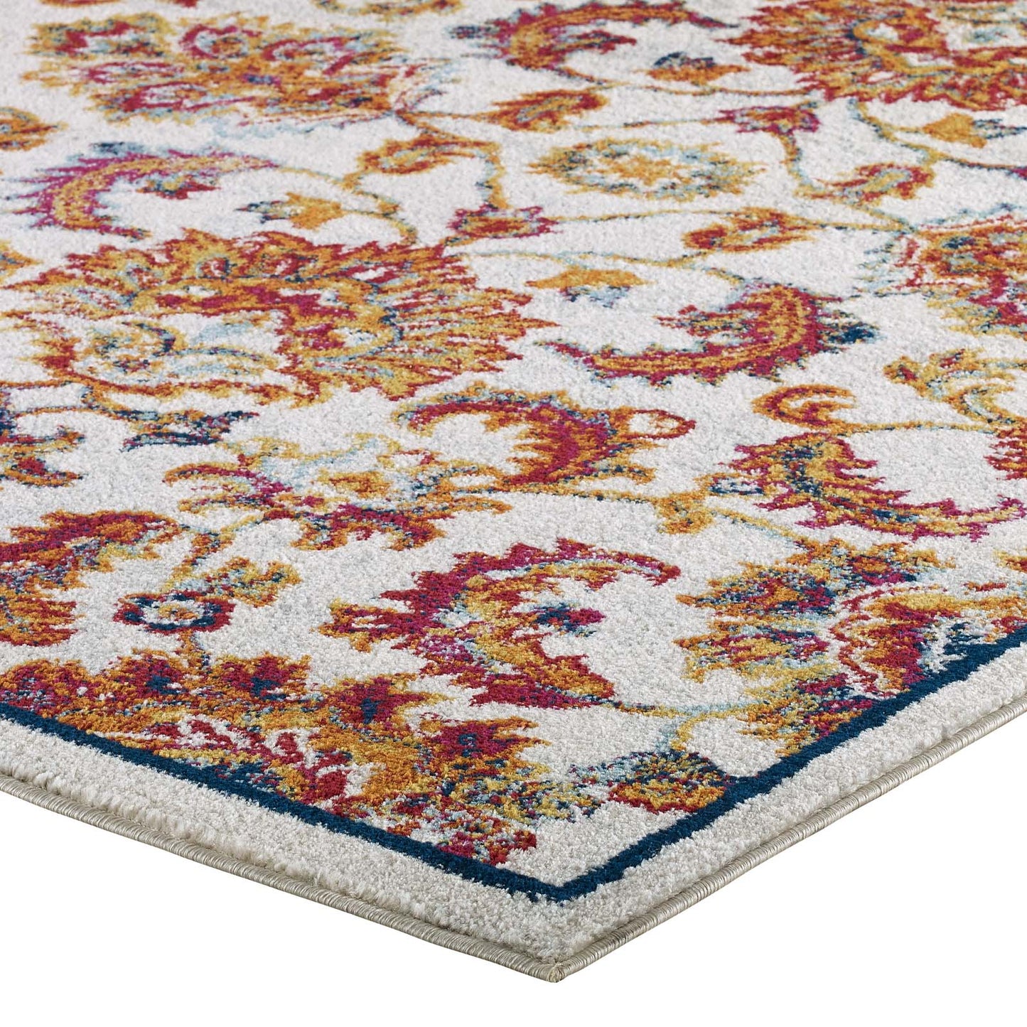 Entourage Azami Distressed Vintage Floral Lattice 8x10 Area Rug by Modway