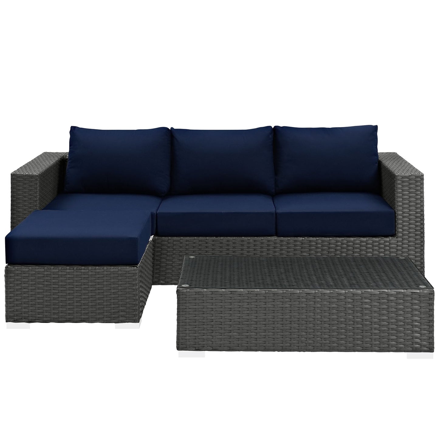 Sojourn 3 Piece Outdoor Patio Sunbrella¨ Sectional Set by Modway