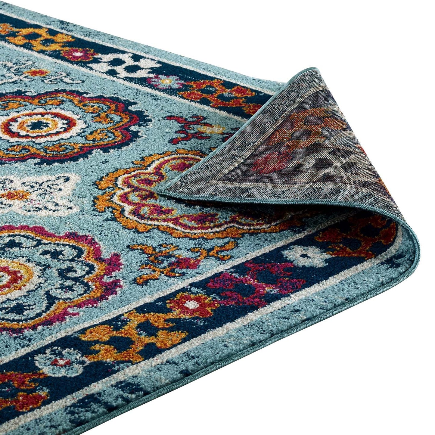Entourage Odile Distressed Floral Moroccan Trellis 8x10 Area Rug by Modway