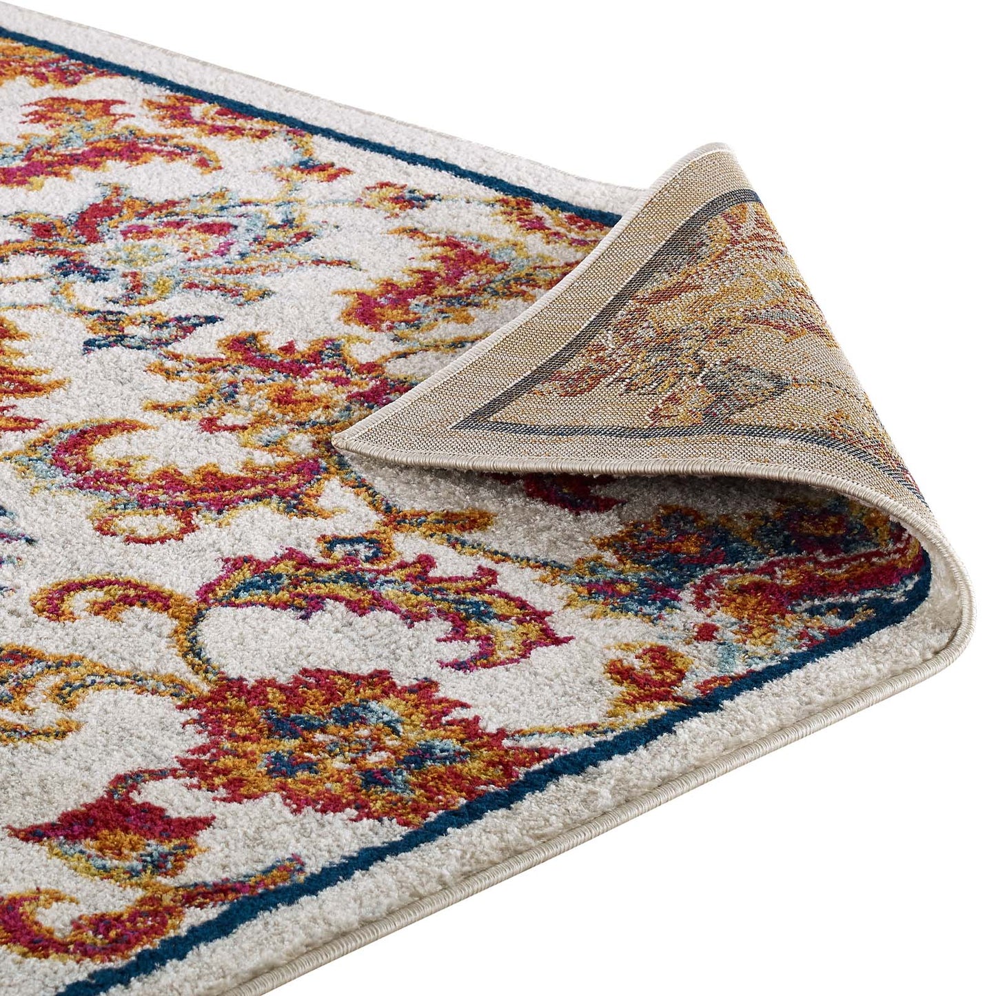 Entourage Azami Distressed Vintage Floral Lattice 5x8 Area Rug by Modway