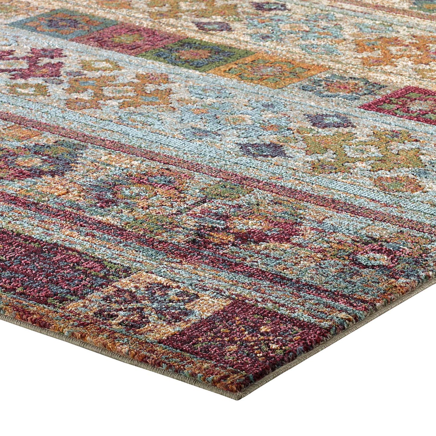 Tribute Nala Distressed Vintage Floral Lattice 5x8 Area Rug by Modway