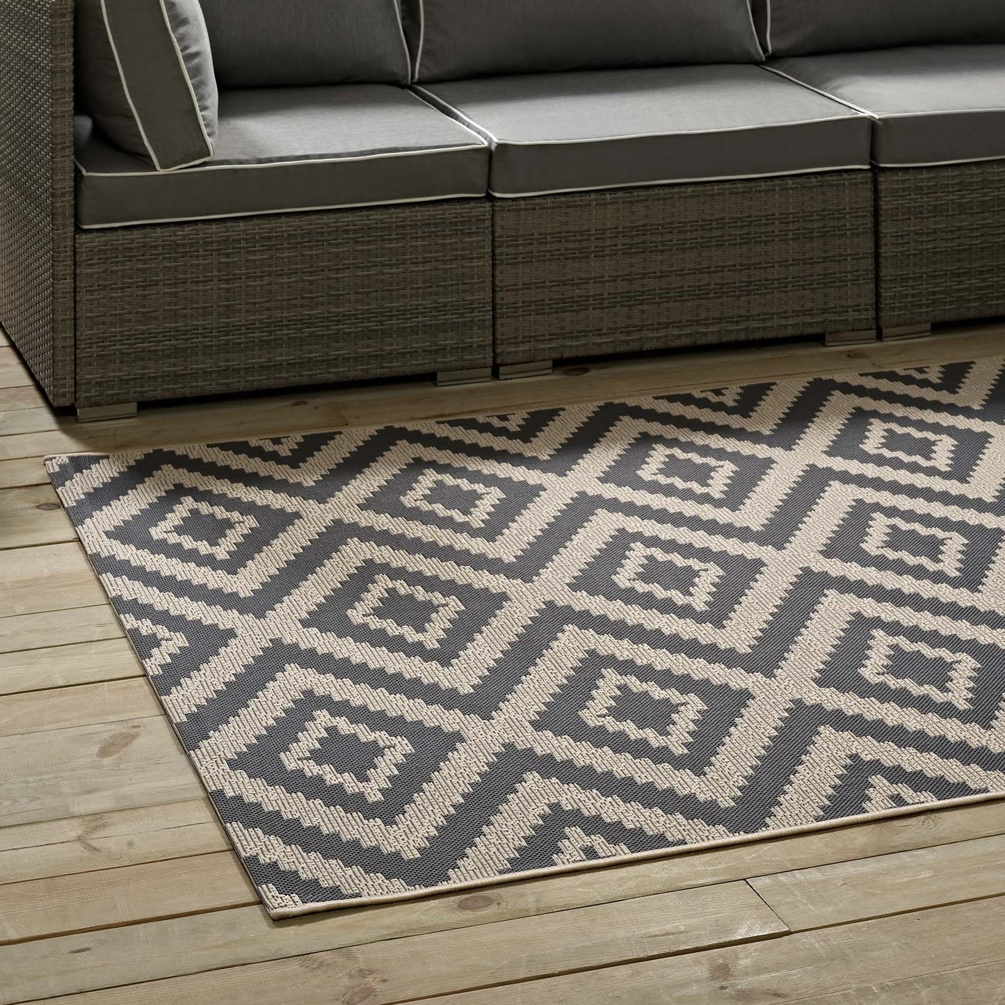 Jagged Geometric Diamond Trellis Indoor and Outdoor 8x10 Area Rug by Modway