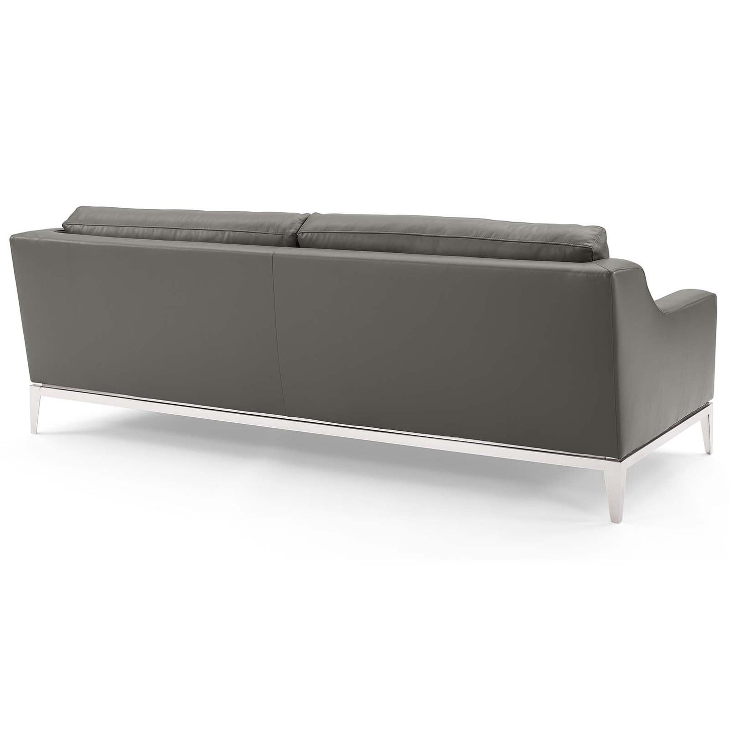 Harness 83.5" Stainless Steel Base Leather Sofa by Modway