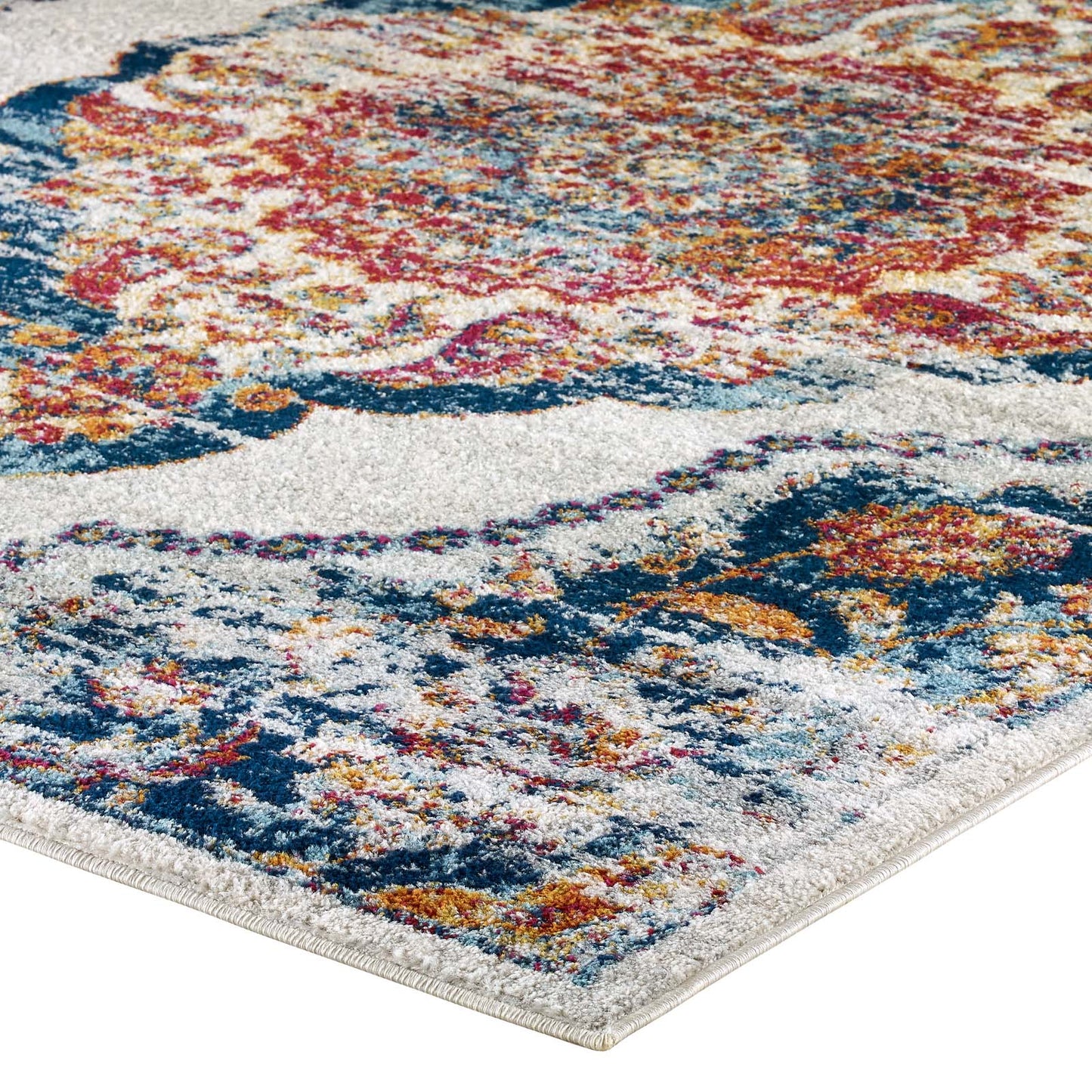 Entourage Malia Distressed Vintage Floral Vintage Medallion 5x8 Area Rug by Modway