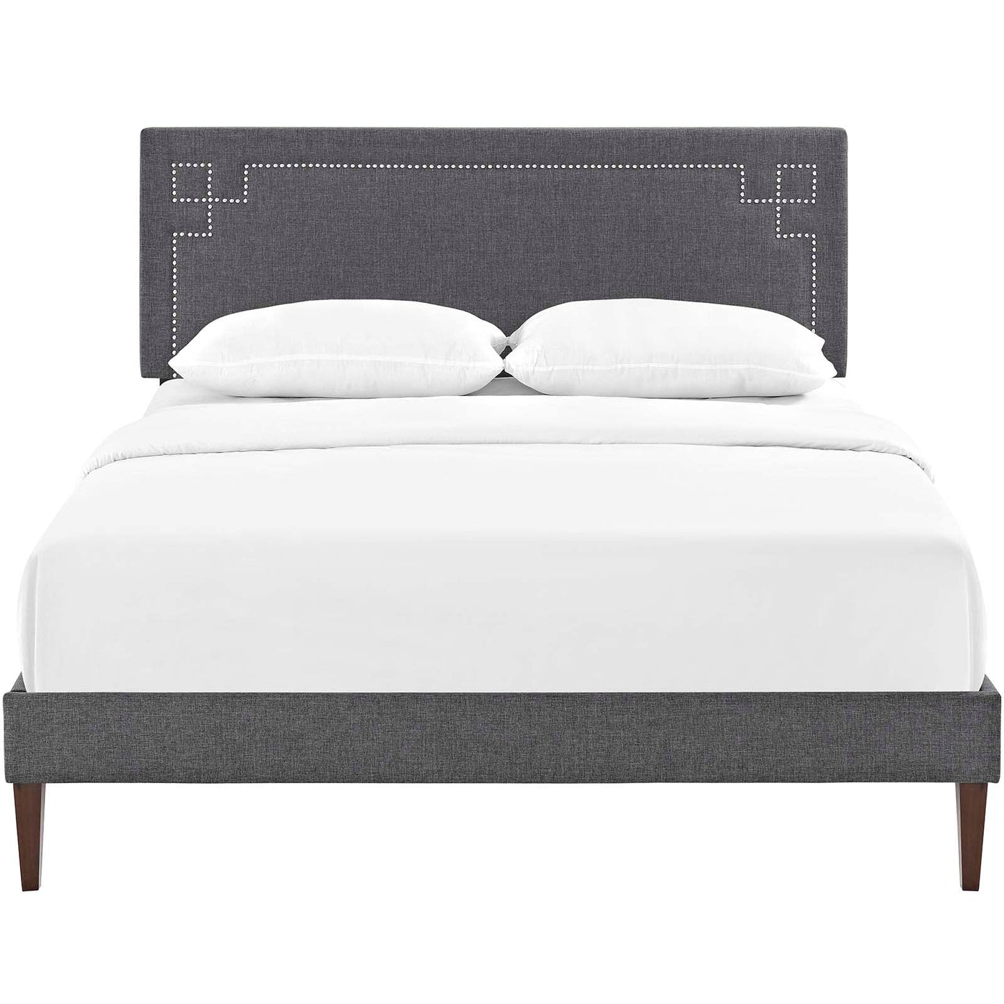 Ruthie Fabric Queen Platform Bed with Squared Tapered Legs by Modway