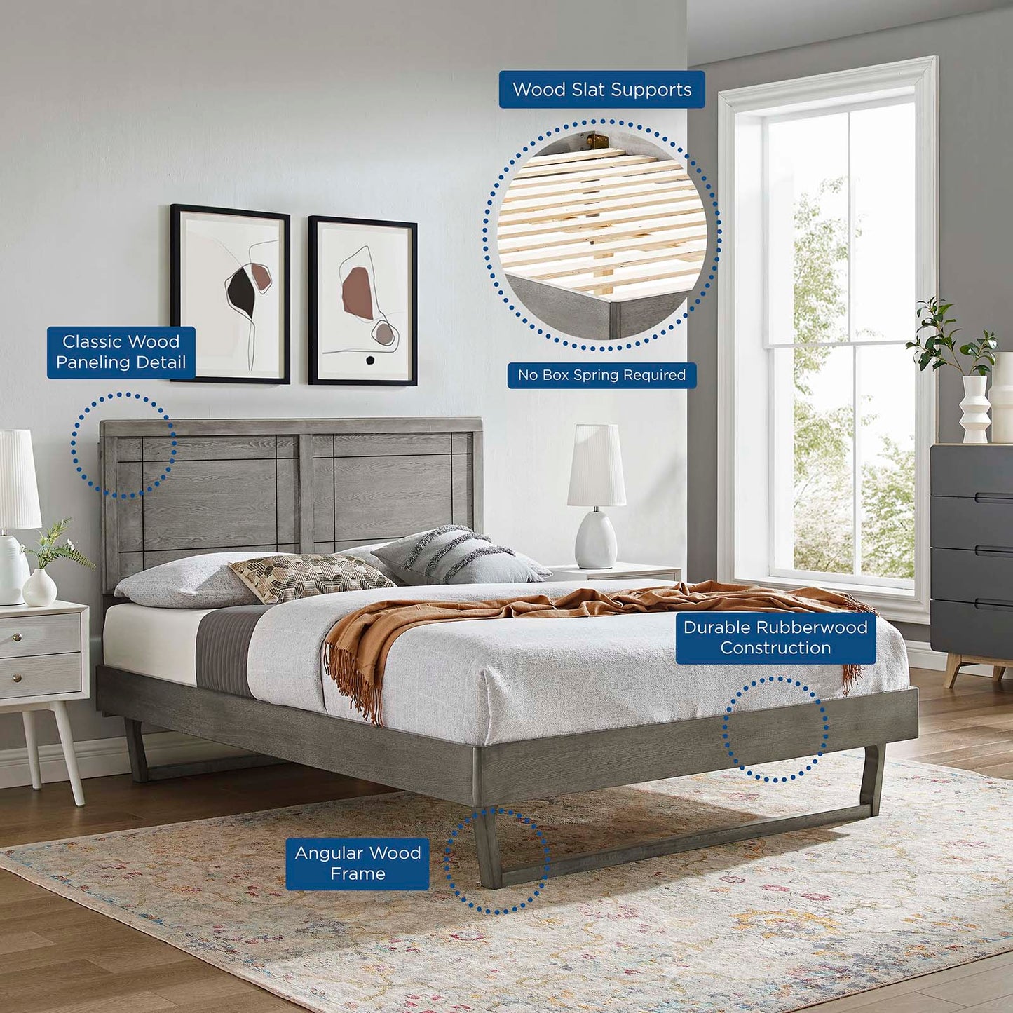 Marlee Wood Twin Platform Bed With Angular Frame by Modway