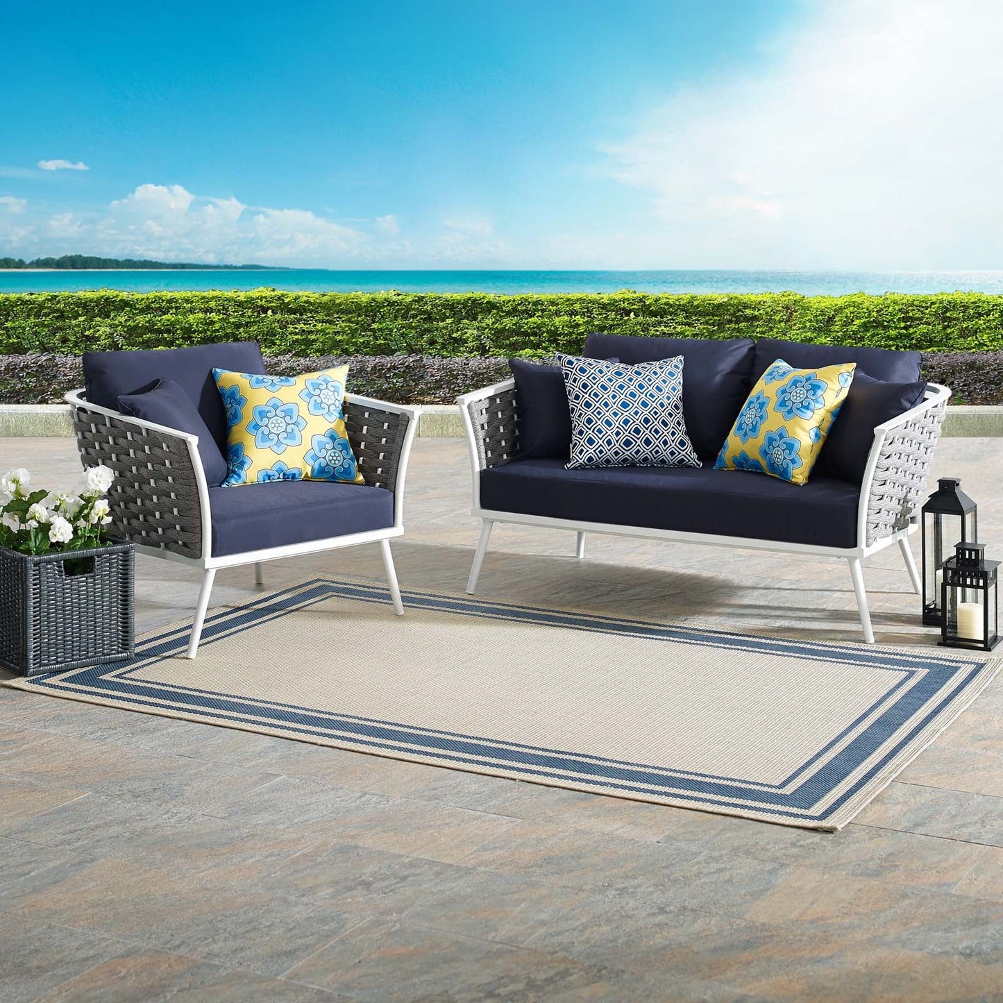Stance 2 Piece Outdoor Patio Aluminum Sectional Sofa Set by Modway