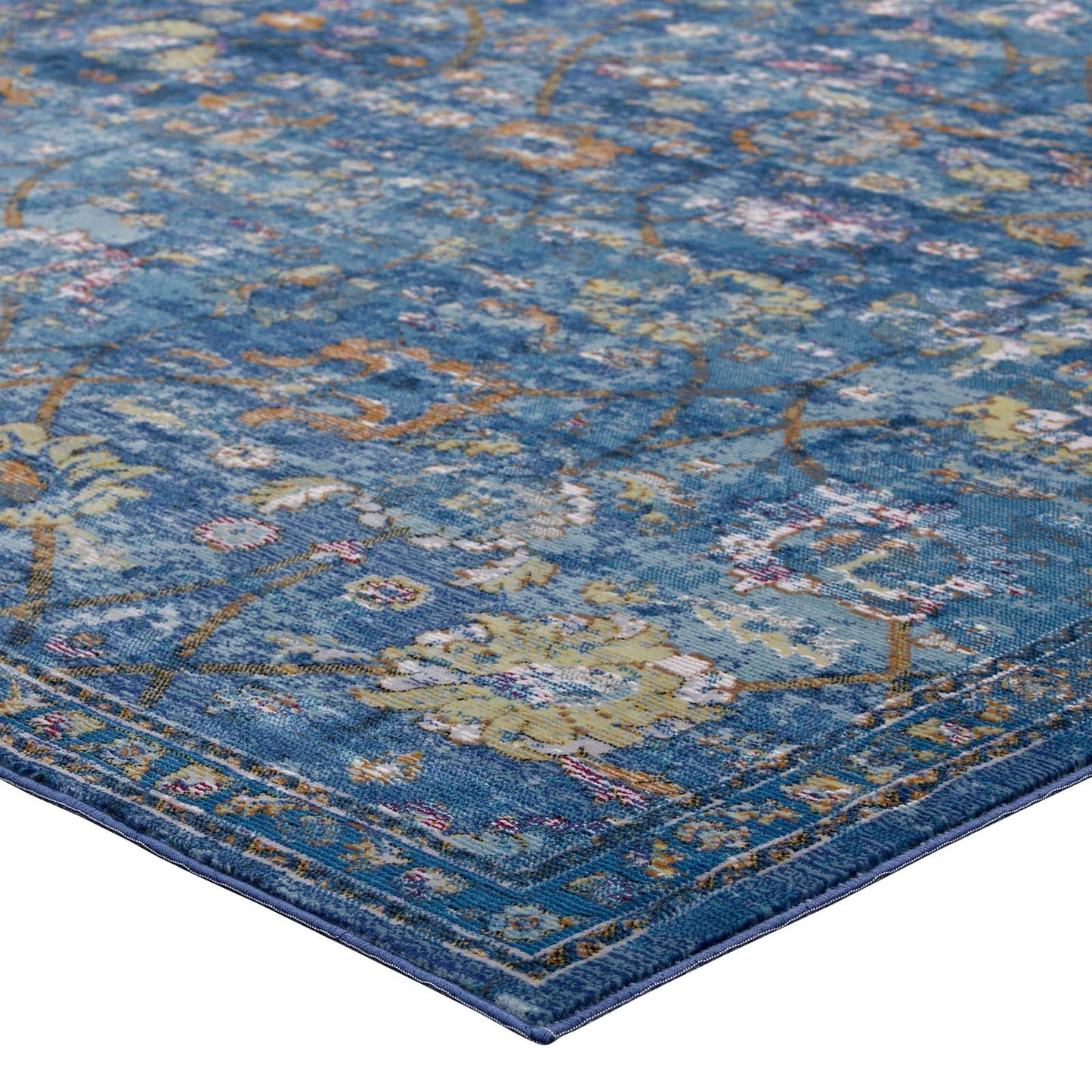Minu Distressed Floral Lattice 4x6 Area Rug by Modway