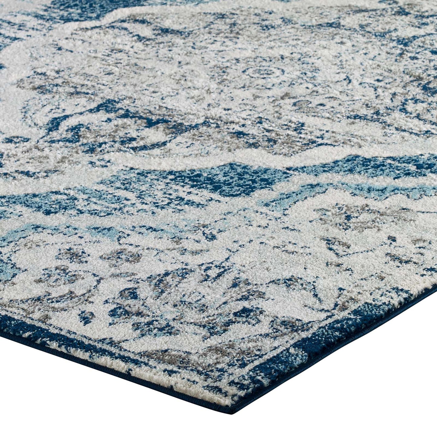Entourage Malia Distressed Vintage Floral Vintage Medallion 5x8 Area Rug by Modway