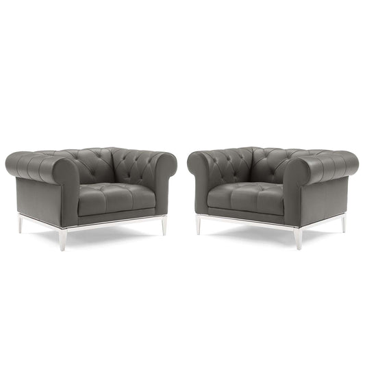 Idyll Tufted Upholstered Leather Armchair Set of 2 by Modway