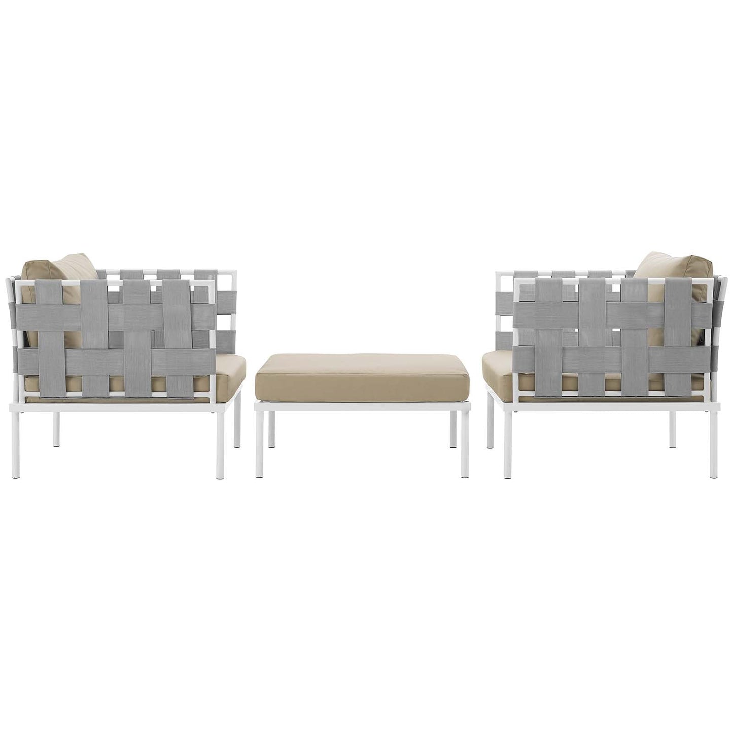 Harmony 3 Piece Outdoor Patio Aluminum Sectional Sofa Set by Modway
