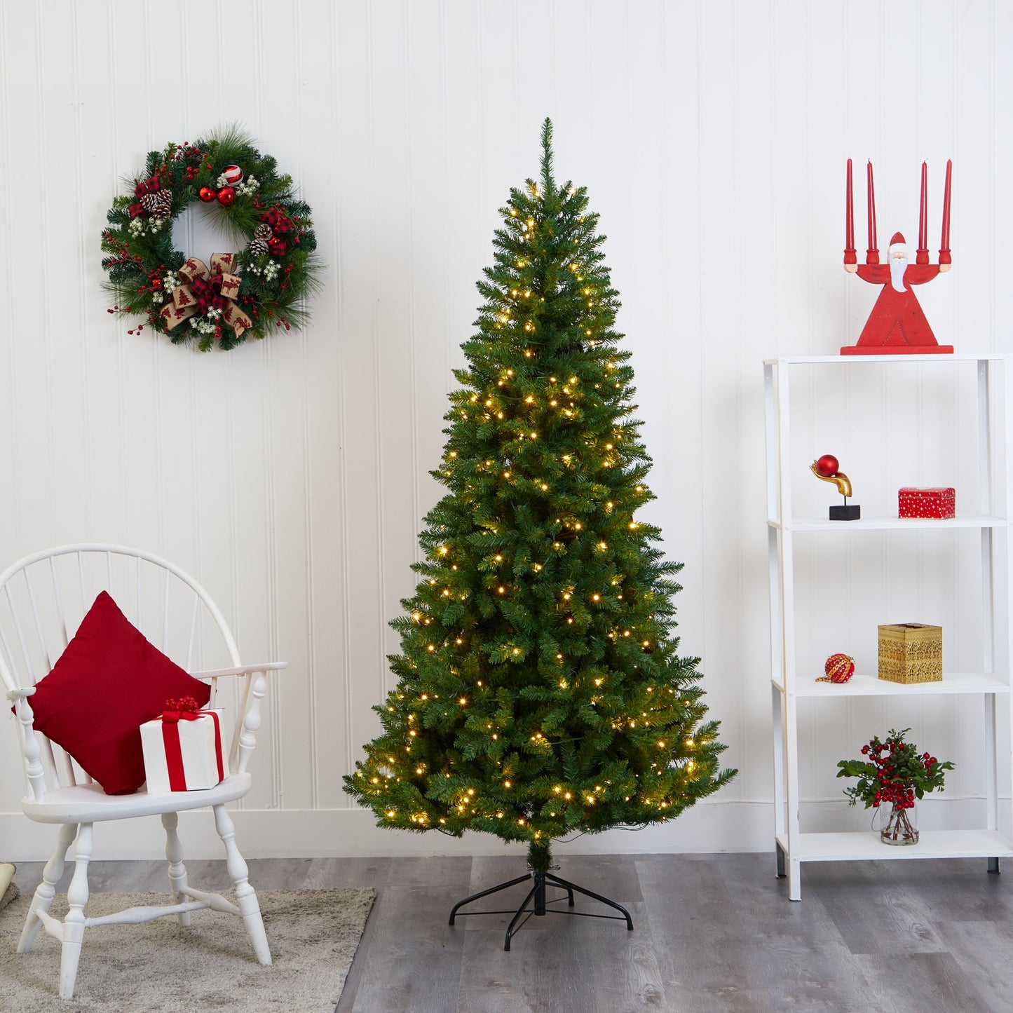 6.5' Green Valley Fir Artificial Christmas Tree w/ 350 Clear LED Lights