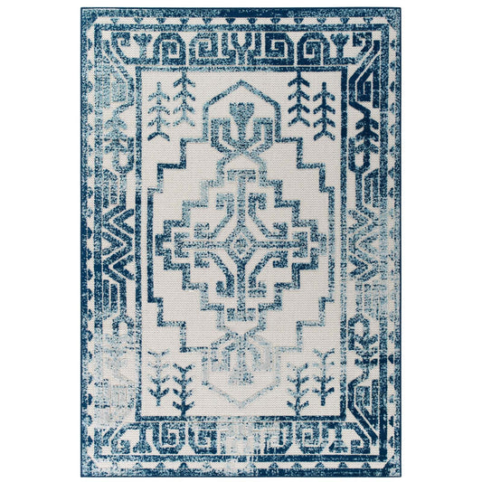 Reflect Nyssa Distressed Geometric Southwestern Aztec 5x8 Indoor/Outdoor Area Rug by Modway