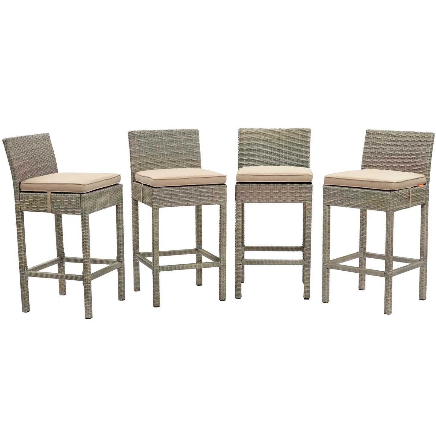 Conduit Outdoor Patio Wicker Rattan Bar Stool Set of 4 by Modway