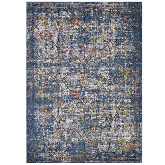 Minu Distressed Floral Lattice 8x10 Area Rug by Modway