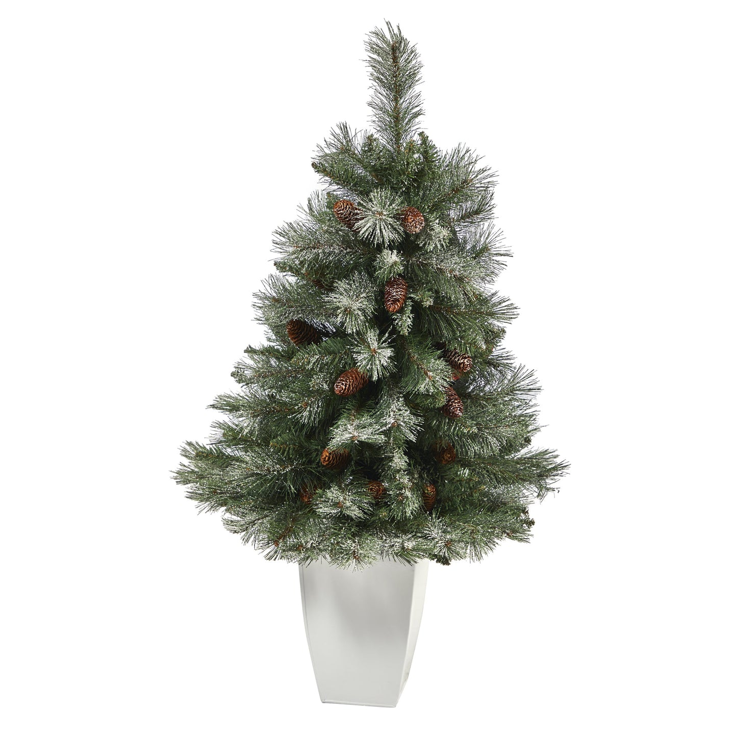 3.5' Snowed French Alps Mountain Pine Artificial Christmas Tree w/ 135 Bendable