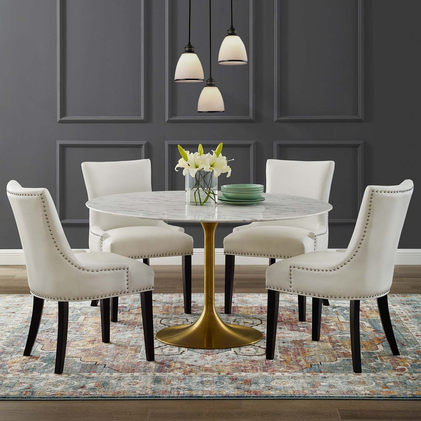 Lippa 54" Round Faux Marble Dining Table by Modway