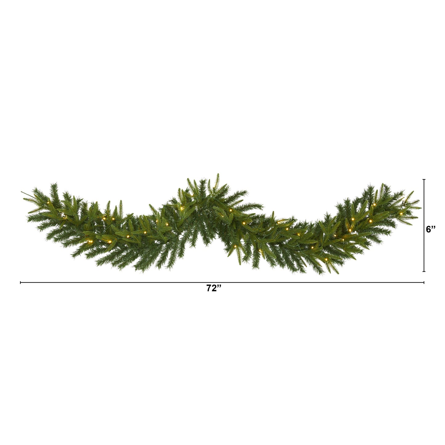 6' Green Pine Artificial Christmas Garland with 35 Clear LED Lights